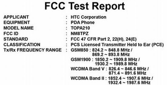 att htc diamond2 warhawk on fcc