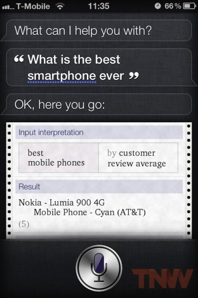 Siri doesn’t believe in iPhone says Lumia 900 is the best